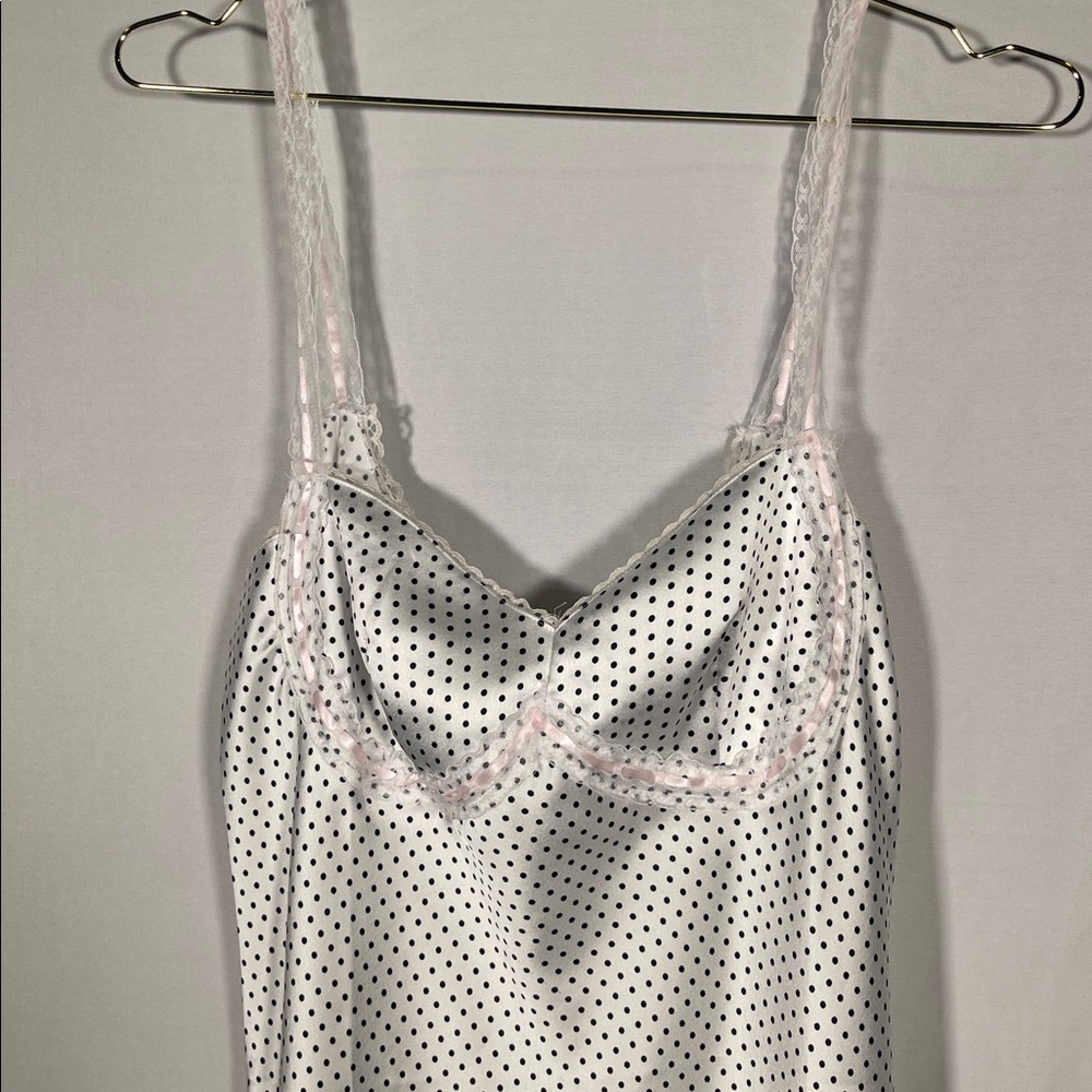 PINK BY FRANKIES BIKINIS SCOUT CREPE MINI DRESS BLACK WHITE POLKA DOT LARGE - Picture 3 of 9